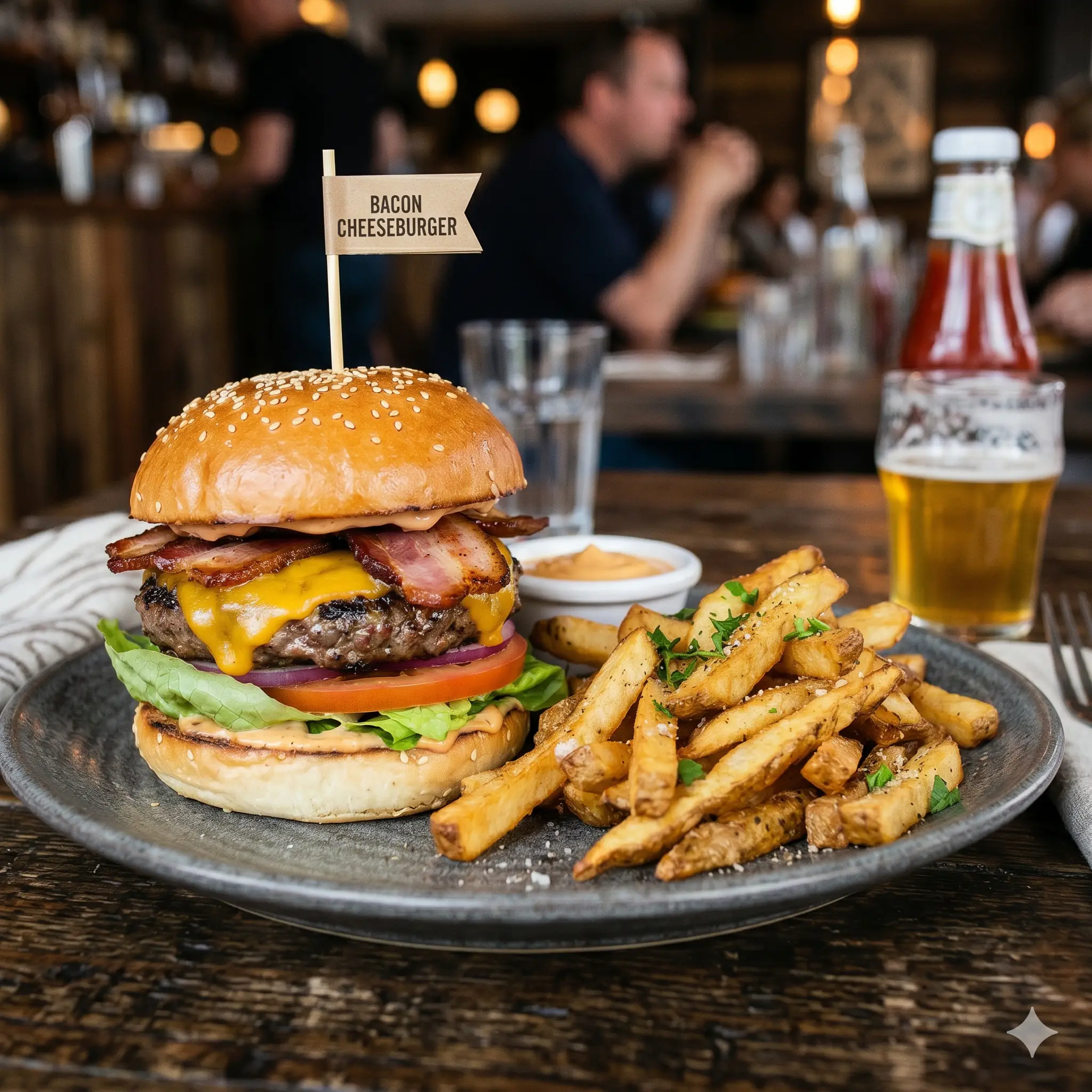 AI-generated burger with fries, generated with Gemini