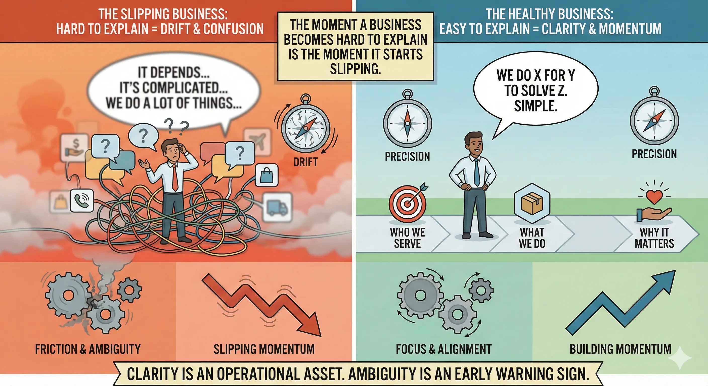 The Moment a Business Becomes Hard to Explain Is the Moment It Starts Slipping