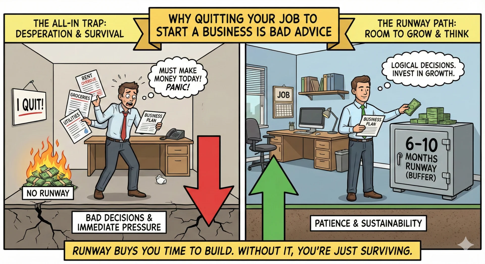 Why Quitting Your Job to Start a Business Is Bad Advice